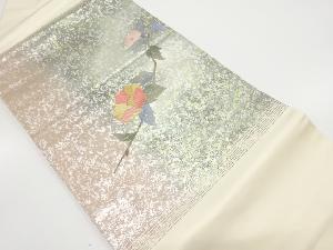 引き箔螺鈿　枝花模様名古屋帯